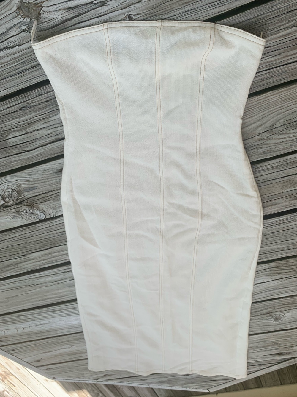 NWOT Zara Textured Strapless Cream Midi Dress Size M minimalist monochrome - Picture 2 of 7